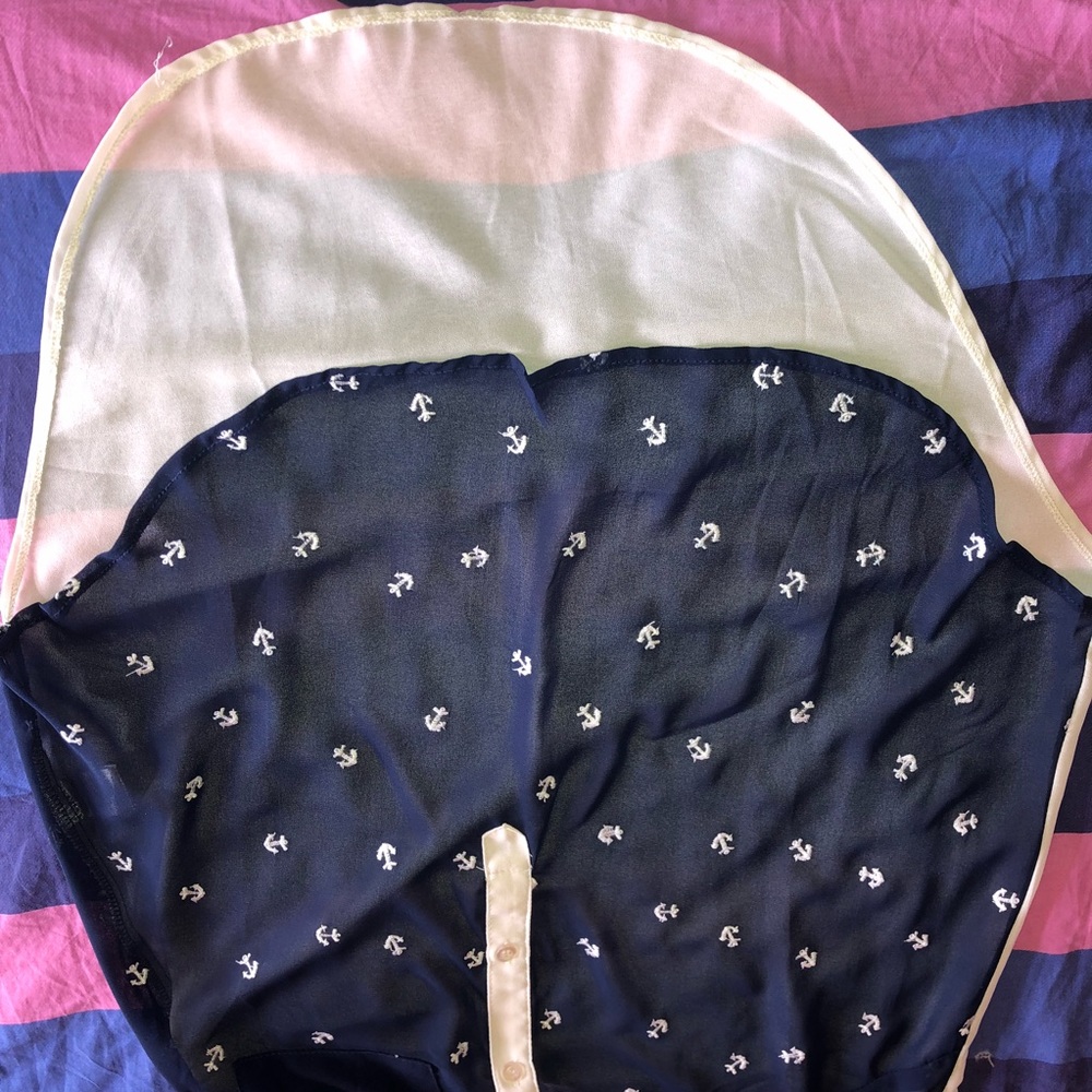 Adorable Sheer Anchor Collared Tank Blouse - Picture 4 of 7